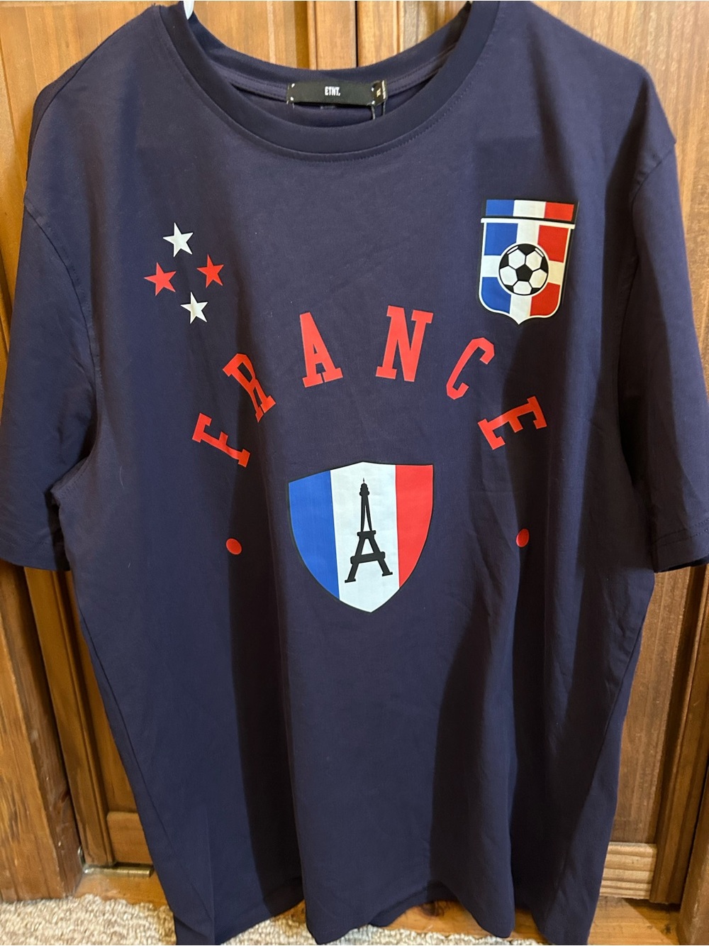 NWT ETNT France Soccer t-shirt XL 100% Cotton